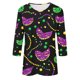 thumbnail image 5 of RKSTN Mardi Gras 3/4 Sleeve T Shirts for Women Top Oversized Crewneck Carnival Mask Print 3/4 Length Sleeve Shirt Womens Casual Round Neck Mask Tuesday Carnival Party Three Quarter Sleeve Tee Shirt, 5 of 5