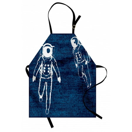 

Astronaut Apron Two Astronauts Floating in Blue Space Drawing Universe Emptiness Unisex Kitchen Bib Apron with Adjustable Neck for Cooking Baking Gardening White Navy Blue Dark Blue by Ambesonne