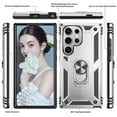 thumbnail image 2 of LeYi for Samsung S24 Ultra 5G Phone Case, Galaxy S 24 Ultra Plus Case with Stand, [Military-Grade] Ring Kickstand Defender Phone Cover Case for S24 Ultra 5G, Silver, 2 of 7