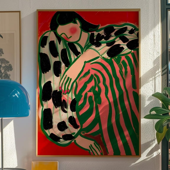 Red Wall Art, Maximalist Wall Art, Dopamine Decor, Woman Poster, Bedroom Wall Art, Aesthetic Print, Livingroom Decor, Preppy Poster Wall Art, Modern Wall Decor, 8x12 UNFRAMED