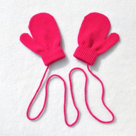

Tangnade Fashion Children Winter Warm Solid Knitted Cute With String Gloves