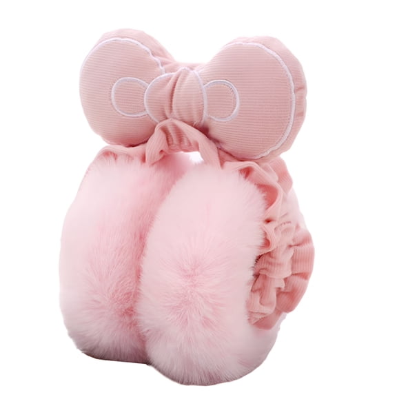 TELOLY Kids Winter Earmuffs Girl Warm Ear Muffs Baby Girls Plush Ear Warmers-light pink