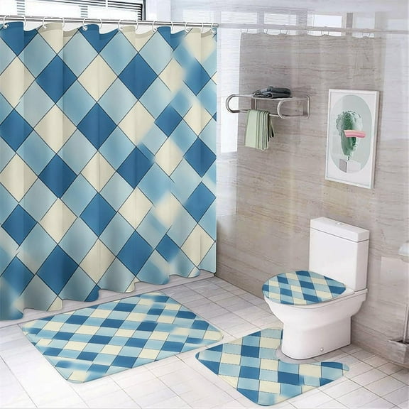 Shower Curtain sets and Bath Mat Set, Christmas Treats Pattern Printed on Shower Curtain and Liner Set, Great for Master Bath Beach House Modern Home, 72 x 72 inches