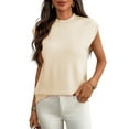 thumbnail image 3 of Women'S Mock Neck Sweaters Vest Business Casual Trendy Tops Fall Outfits Apricot XL, 3 of 9