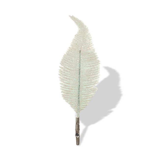 Hoja de simulación artificial Decoración del árbol de Navidad Adorno Brillo Abrazadera Boda Brillante Suministros para festivales Blanco al aire libre Inevent HA008892-03B