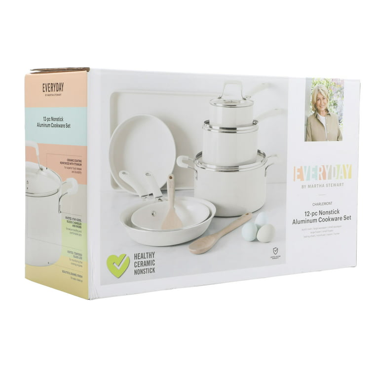 Martha Stewart Everyday Charlemont 12-Piece Linen Aluminum Cookware Set pots  sets for cooking cooking pots