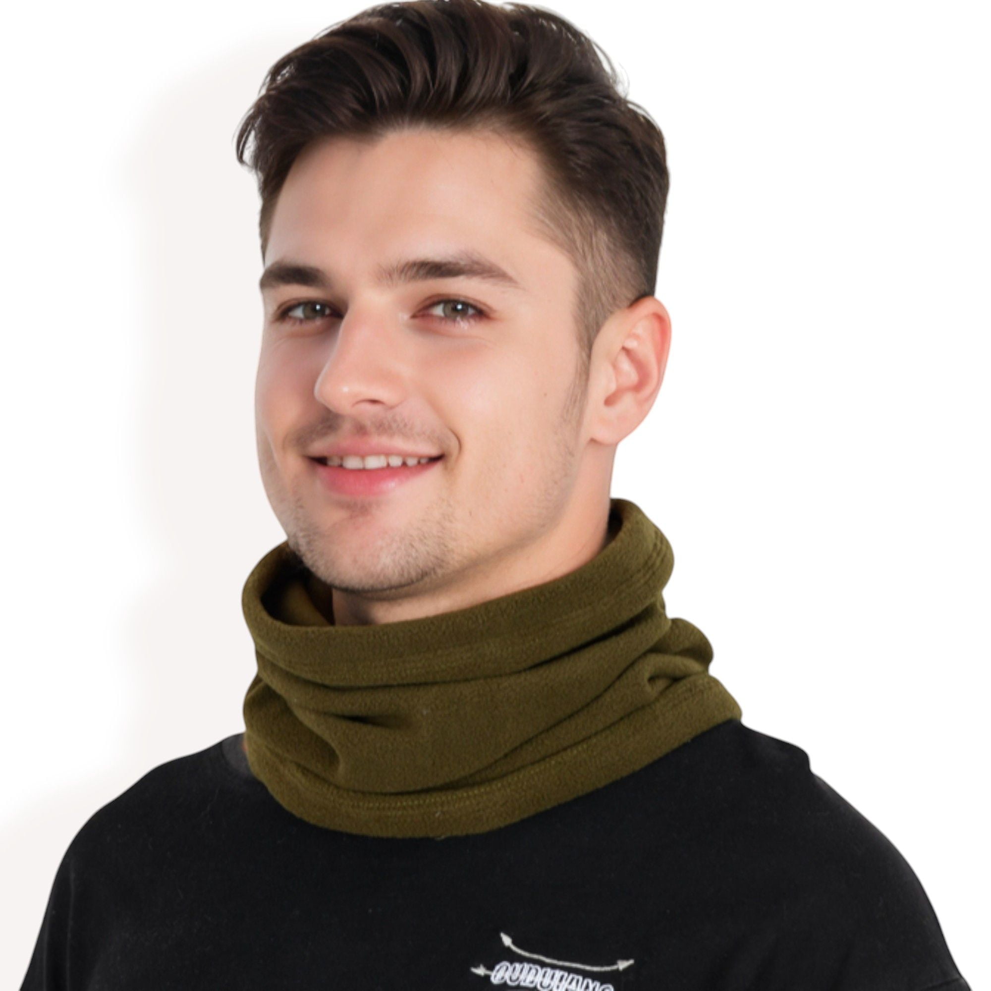 Men's Winter Neck Warmer Fleece Gaiter Neck Cover Balaclava Outdoor Windproof Face Cover Mask- Army Green