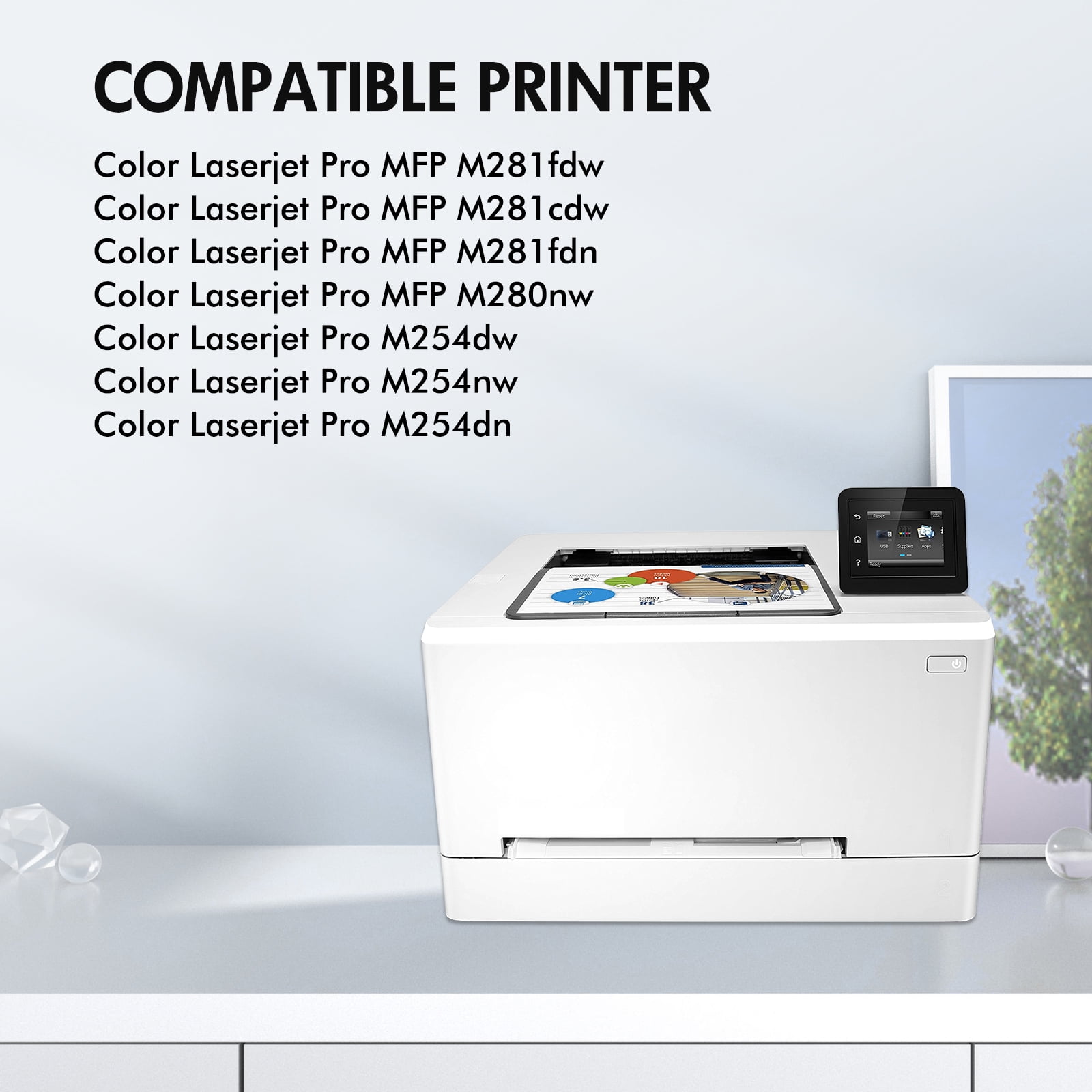 202X Toner Cartridges Compatible for 202X 202A CF500X CF500A Color LaserJet Pro MFP M281fdw M254dw M281cdw M281fdn M281 M254 CF501A CF502A CF503A Printer Ink (Black Cyan Yellow Magenta)