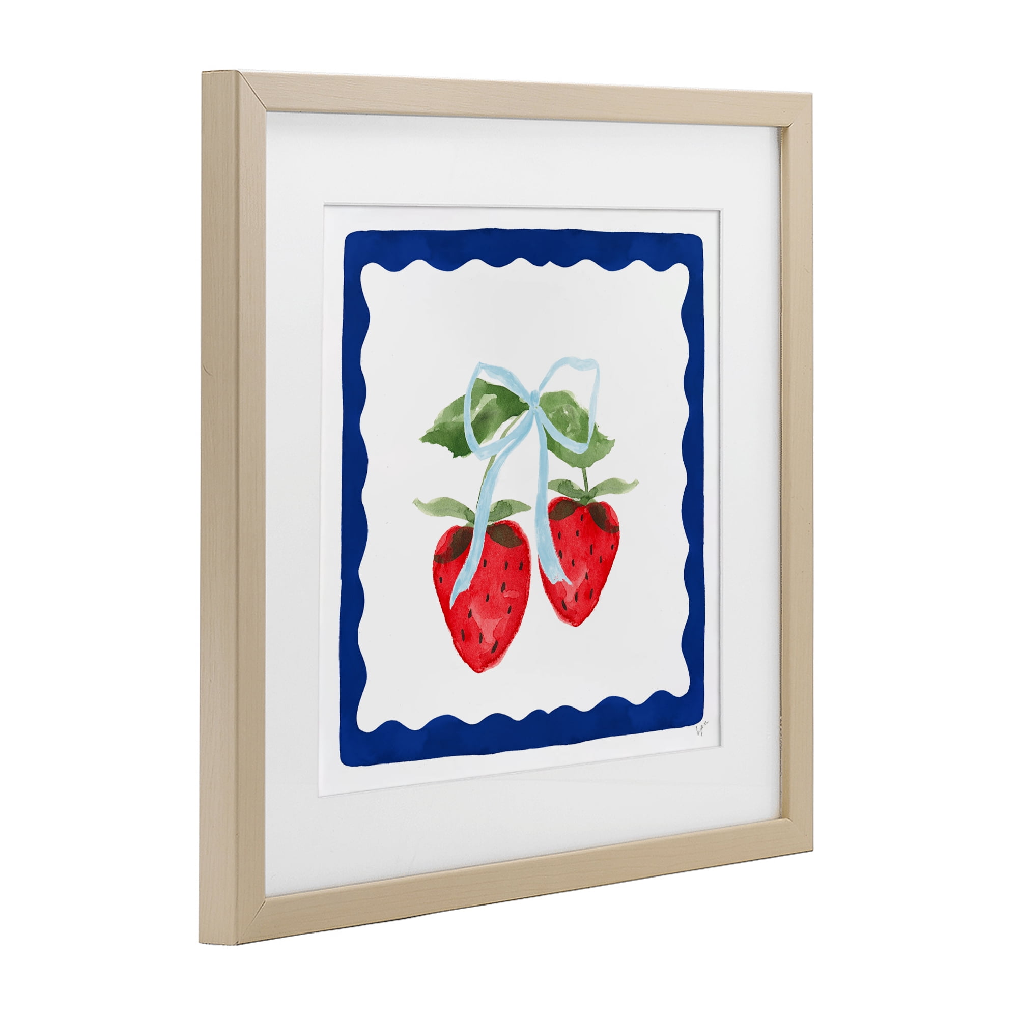 Stupell Industries Summer Bordered Strawberries Birch Framed Print Under Glass, design by Lucille Price
