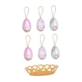 thumbnail image 3 of 6 piezas de huevos de Pascua decorativos coloridos para la mesa de la sala de estar, estilo granja. Estampado de conejo blanco, 3 of 9