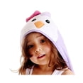 thumbnail image 2 of Luvable Friends Baby Girl Cotton Animal Face Hooded Towel, Purple Penguin, One Size, 2 of 4