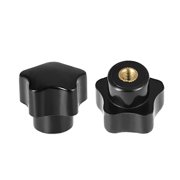 Uxcell M5 Female Thread 24mm Head Brass Insert Star Knobs Black 1 Pack