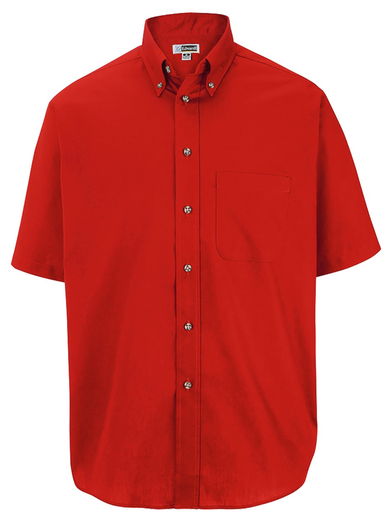 Men's Big And Tall Button Down Short Sleeve Poplin Shirt, RED, XLT ...