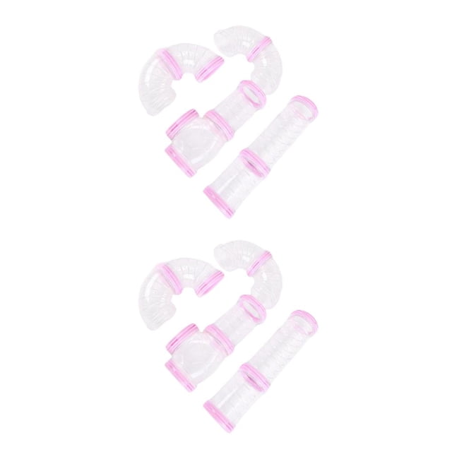 Billuyoard Juego de 8 Uds. De tubos para hámster, túneles conectados, herramientas de entrenamiento de plástico DIY Rosa 2piezas