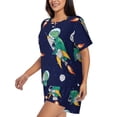 thumbnail image 2 of Picia Astronaut Dinosaur and Space Pajamas Sets for Women Soft Short-Sleeved Pjs with Lounge Shorts Two Piece Sleepwear-Small, 2 of 9