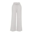 thumbnail image 5 of RYRJJ Womens Wide Leg Dress Pants Belted High Waisted Slacks Pants Business Casual Work Palazzo Trousers with Pockets(White;L), 5 of 7