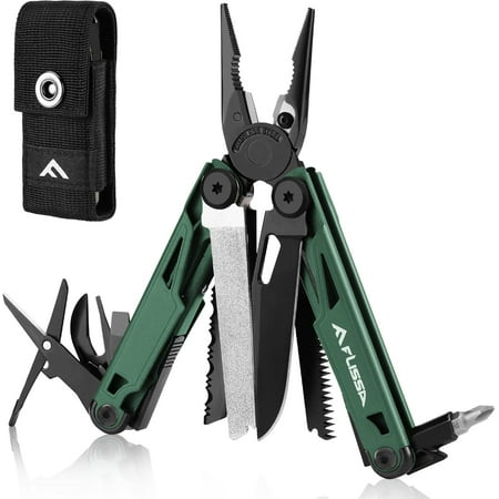 Multitool 15-in-1 Multi Tool Pocket Knife with Sheath Stainless Steel EDC Multitool Pliers for Men All-in-One Tools for Camping Fishing Survival