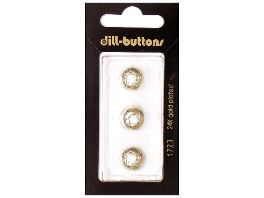 12 gold tone metal & pink rhinestone buttons 7/8" shank