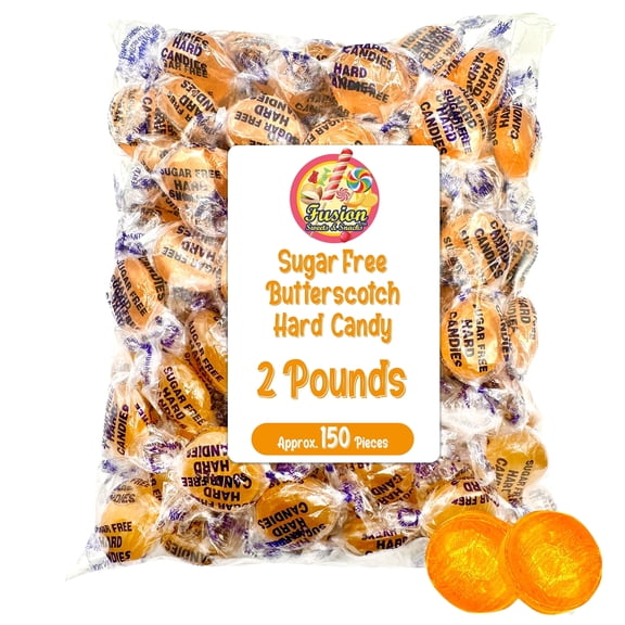 Sugar Free Butterscotch Hard Candy Arcor - 2LB Bag (About 150 Pieces) Of Individually Wrapped Sugar Free Butterscotch Buttons, Butter Scotch Bulk Candy