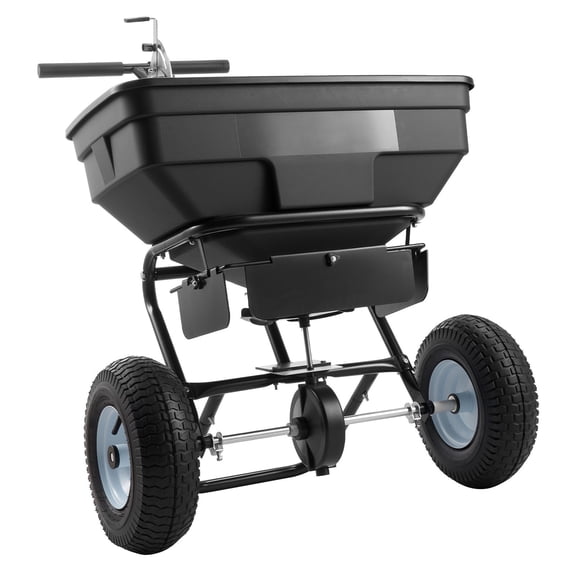 KFFKFF Walk-Behind Spreader, 12ft Spread Width, Push Broadcast Spreader with 13" Durable Tires, Adjustable Flow Control, 130lbs Hopper Capacity, Ideal for Fertilizer, Seed, and Ice Melt