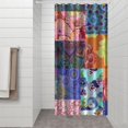 thumbnail image 3 of Small Stall Narrow Shower Curtain 36"W x 72"L – Tropical Bohemian Leaves, Mid-Century Abstract Boho Botanical Bathroom Decor, Vintage Floral Palm Leaf Pattern, Rustic Tribal Folk Style, 3 of 5