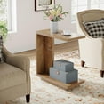 thumbnail image 2 of Tribesigns C-Shaped Side Table, 2-Tier Narrow End Table with Sturdy Pedestal, Wood Bedside Table Nightstand for Bedroom, Industrial Sofa End Table for Living Room, Rustic Brown, 2 of 6