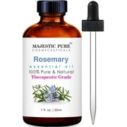 Majestic Pure Rosemary Essential Oil, Premium Grade, Pure and Natural, for Aromatherapy, Massage, Topical & Household Uses, 1 fl oz