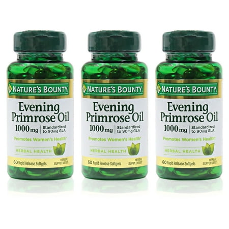 NATURE'S BOUNTY EVENING PRIMROSE OIL 1000MG 60 COUNT Pack of 3