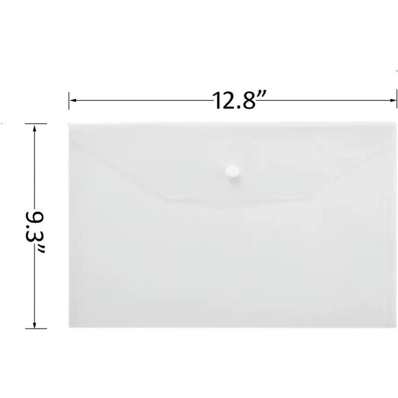 Transparent Document Folders, Water Resistant Clear Filing Envelope with Snap Button