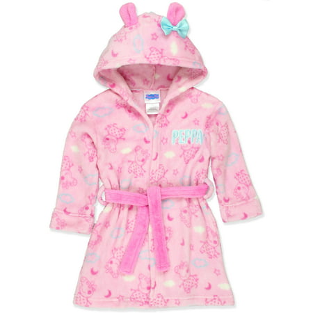Peppa Pig Toddler Girls Hooded Plush Fleece Bathrobe Robe with Ears K183781PP