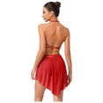 thumbnail image 2 of Eandarui Costume de Danse Lyrique 2 Pcs pour Femmes Débardeur Dos Nu avec Short Taille Haute Rouge P, 2 of 5