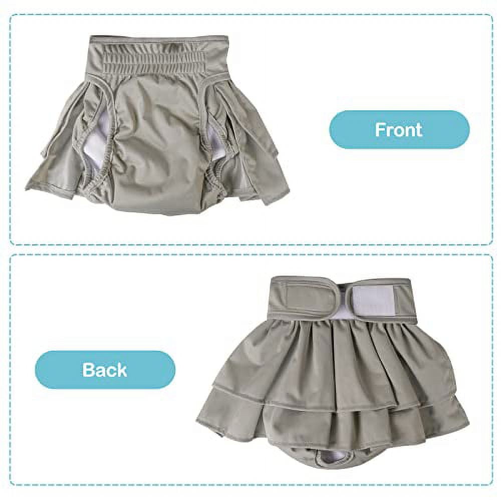 Avont 3 Pack Washable Dog Diapers Female, Reusable Dog Period Diapers Cover, Female Dog Diapers for Heat Cycle, Incontinence, Girl Dog Diapers Dress -Black/Brown/Grey
