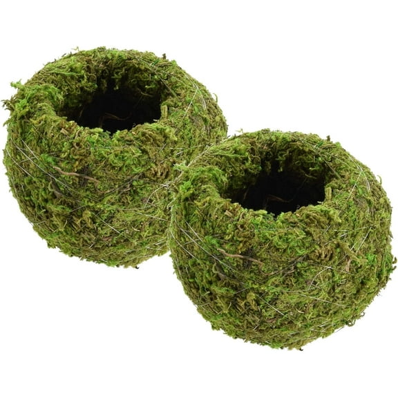2Pcs Planter Bonsai,Plant Flower Pot,Moss Ball Flower Pot Natural Plant Holder Bird Nest for DIY,Gardening,Home,Table Decoration
