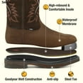 thumbnail image 6 of SMILIN Men's Steel Toe Work Boots, Square Toe Waterproof Cowboy Boots for Men, Brown, US Size 10, 6 of 9