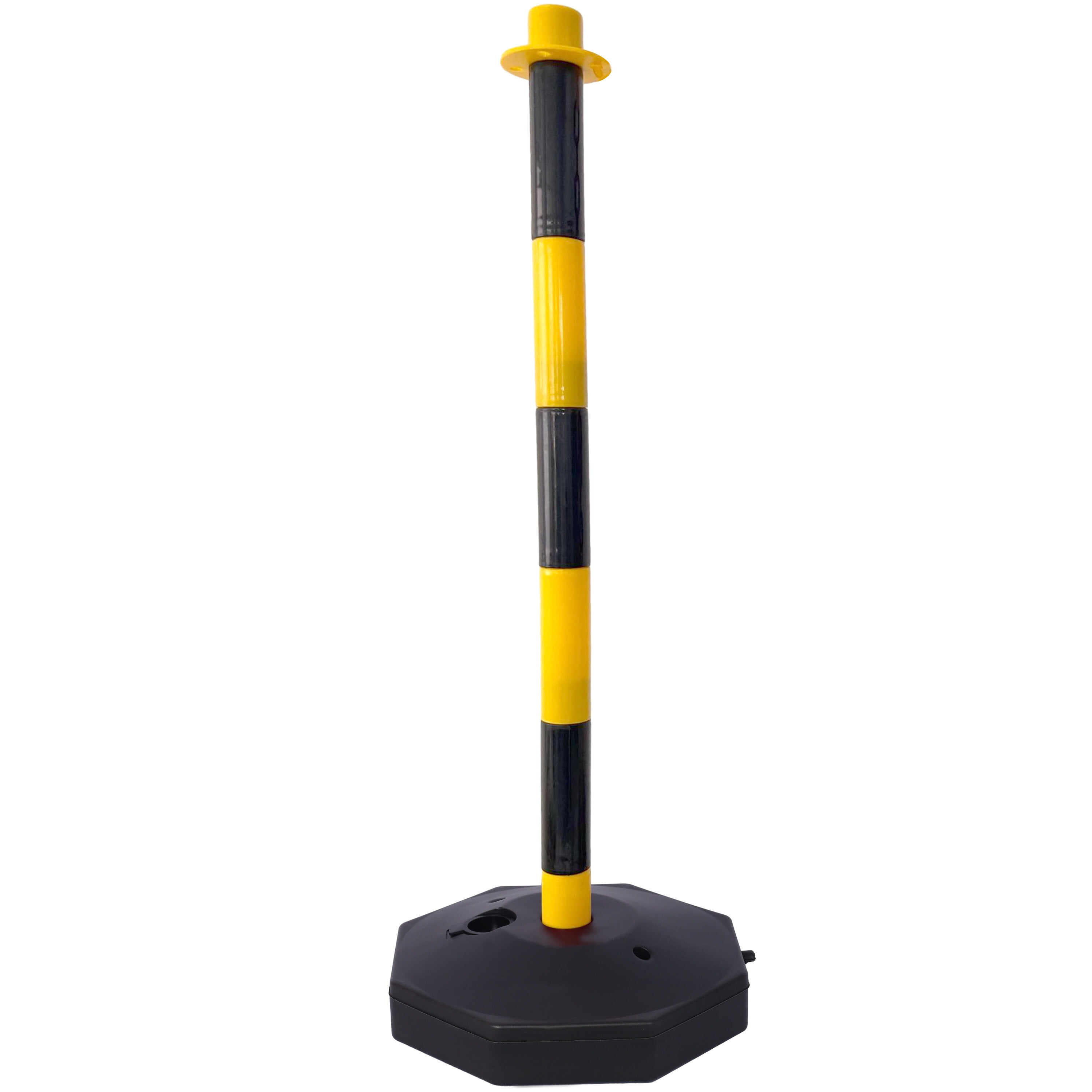 6 Pack Traffic Delineator Posts with Fillable Base & 5ft Chain, Adjustable Safety Cones for Crowd Control, Outdoor/Indoor Warning Barriers (Yellow/Black)