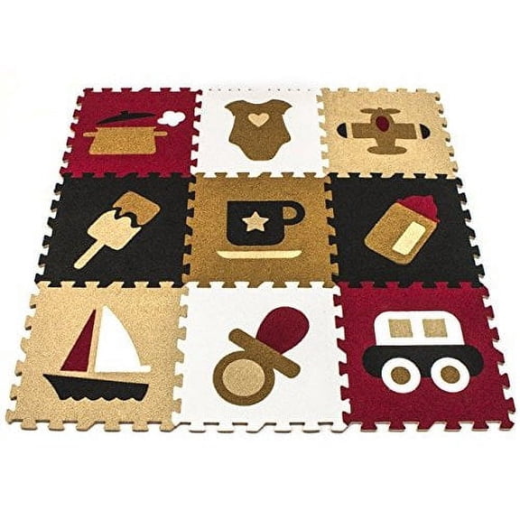 Matney Kids Interlocking Puzzle Carpet Mat, Includes 9 Interlocking Tile Pieces