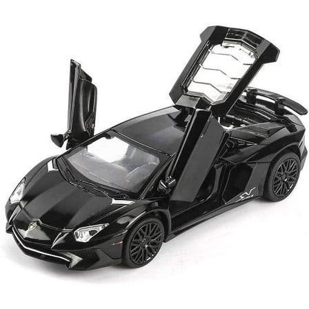 Alloy Collectible Black Lamborghini Toy Vehicle Pull Back Die-Cast Car Model with Lights and Sound
