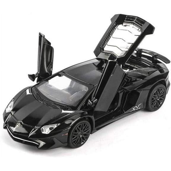Alloy Collectible Black Lamborghini Toy Vehicle Pull Back Die-Cast Car Model with Lights and Sound