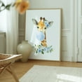 thumbnail image 6 of Giraffe, Jungle Animals, Safari Animals, Bubble Gum, Blue Flowers, Boy Nursery - Illustration Watercolor Animal Floral Whimsical Oak Framed Wall Art Print 6 x 8 inches, 6 of 12