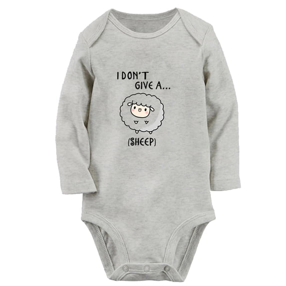 I Don't Give A Sheep Funny Rompers, Newborn Baby Unisex Bodysuits, Infant Jumpsuits, Toddler 0-12 Months Kids Long Sleeves Oufits (Gray, 0-6 Months)