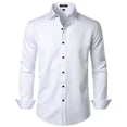 thumbnail image 1 of Camisa de vestir JEMITOP, elástica, sin arrugas, ajustada, blanca para hombre, 1 of 6