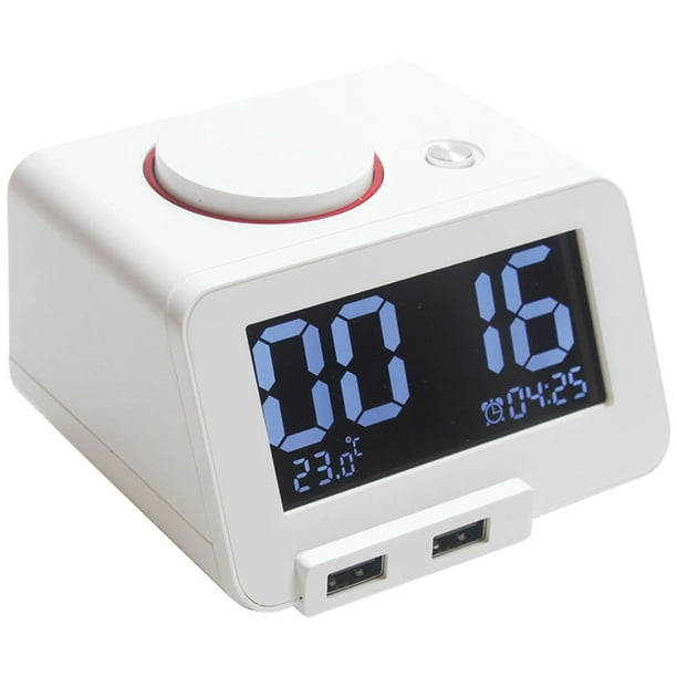Homtime 19306 C1 Alarm Clock with Dual USB Charging Ports (White