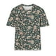 thumbnail image 4 of Fiudx Ofertas de La Semana Mujer Verano Ocio Moda Estampado de Flores Cuello Redondo Manga Corta Top/Camisa, 4 of 4