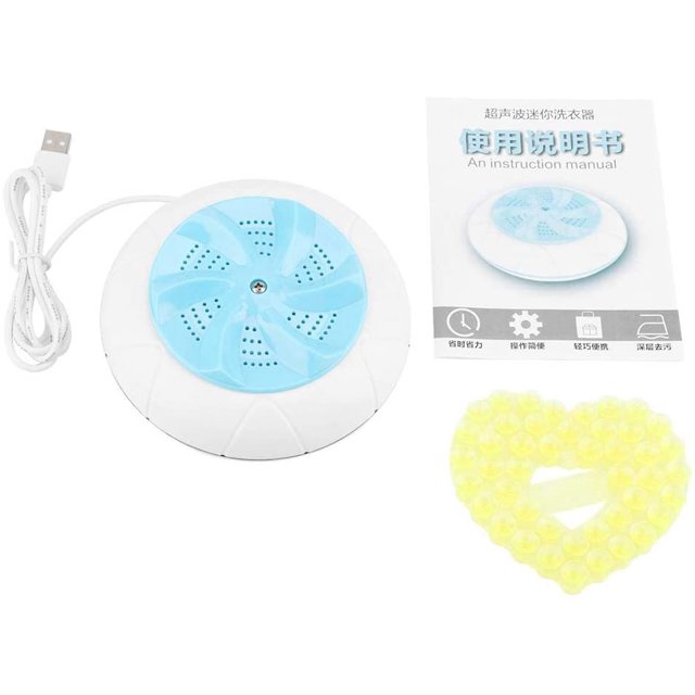 Portable Washing Machine, Mini Ultrasonic Turbine Washer Cleaner Clothes Cleaning Device Multifunction Travel Laundry for Clothes Fruit Vegetables (Blue)