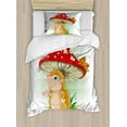 thumbnail image 1 of Hedgehog Duvet Cover Set Twin Size, Cute Hedgehog Sheltering from the Rain under an Oversized Mushroom Vivid Colors, Decorative 2 Piece Bedding Set with 1 Pillow Sham, Multicolor, by Ambesonne, 1 of 3