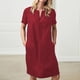 thumbnail image 1 of Vestido de mujer de lino y algod贸n, vestido midi primavera verano vestido Irfora borgoña/Grande, 1 of 4