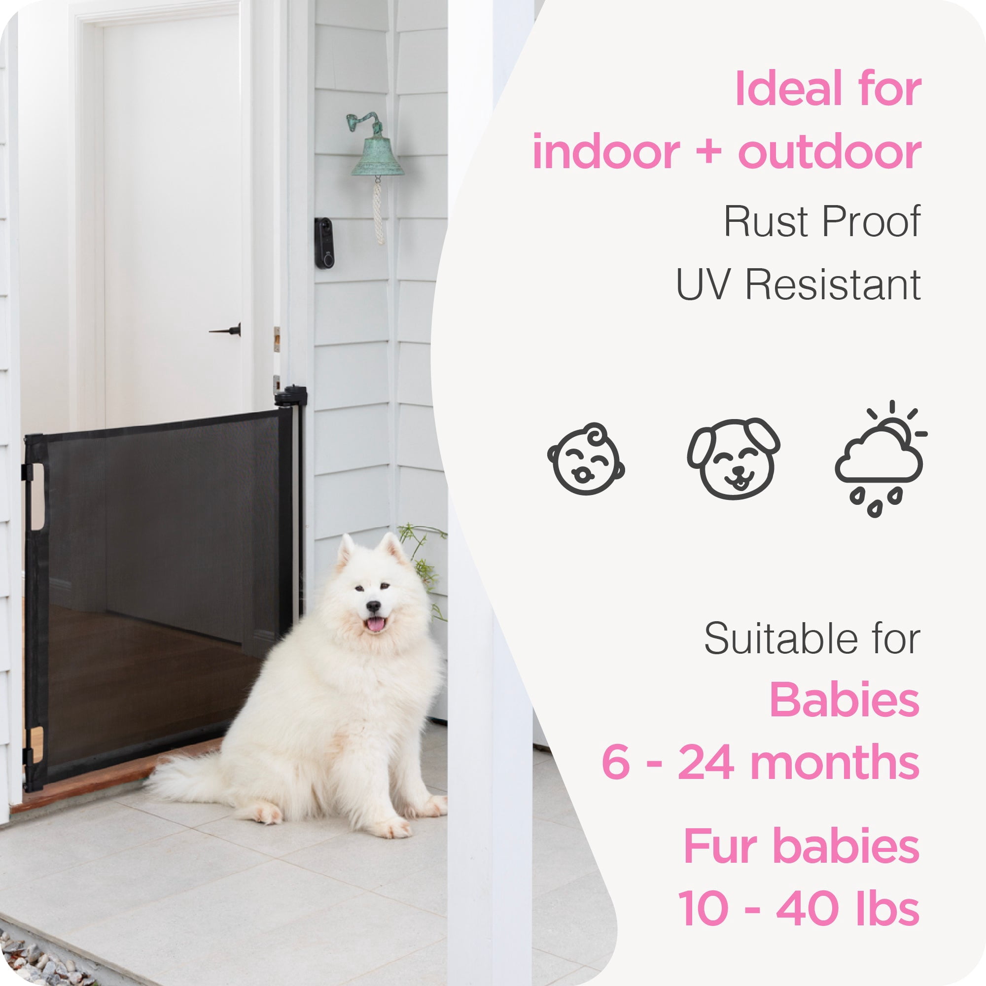 Perma Child Safety 79 in. Wide x 38 in. Tall Black Ultimate Retractable Baby Gate