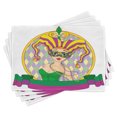 thumbnail image 1 of Ambesonne Mardi Gras Place Mats Set of 4, Harlequin Lady Frame, Standard Size, Purple Yellow Green, 1 of 6