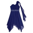 thumbnail image 3 of Kaerm Ruched Chiffon One Shoulder Flower Girl Dresses Kids Junior Bridesmaid Wedding Party Gown Navy Blue 16, 3 of 5