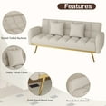 thumbnail image 4 of Aukfa Square Tufted Futon Convertible Sofa Bed for Home Office, 2 Pillows, Teddy Fleece, Beige, 4 of 9